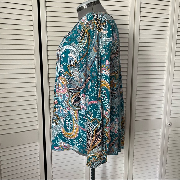 Boho peasant floral paisley tunic Susan Betro 1x - Picture 3 of 10